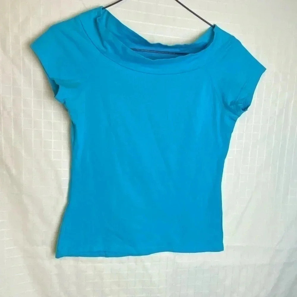 Zara Womens Basic Tshirt Top Blue Short Sleeves Size Medium